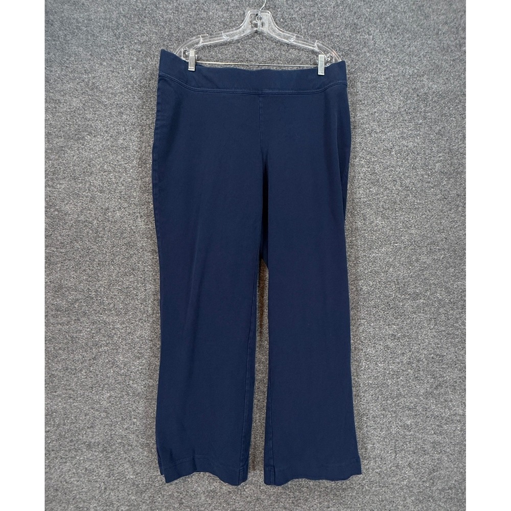 Lands End Starfish Straight Leg Pants Women XL Blue Knit Comfort Stretch Pull On